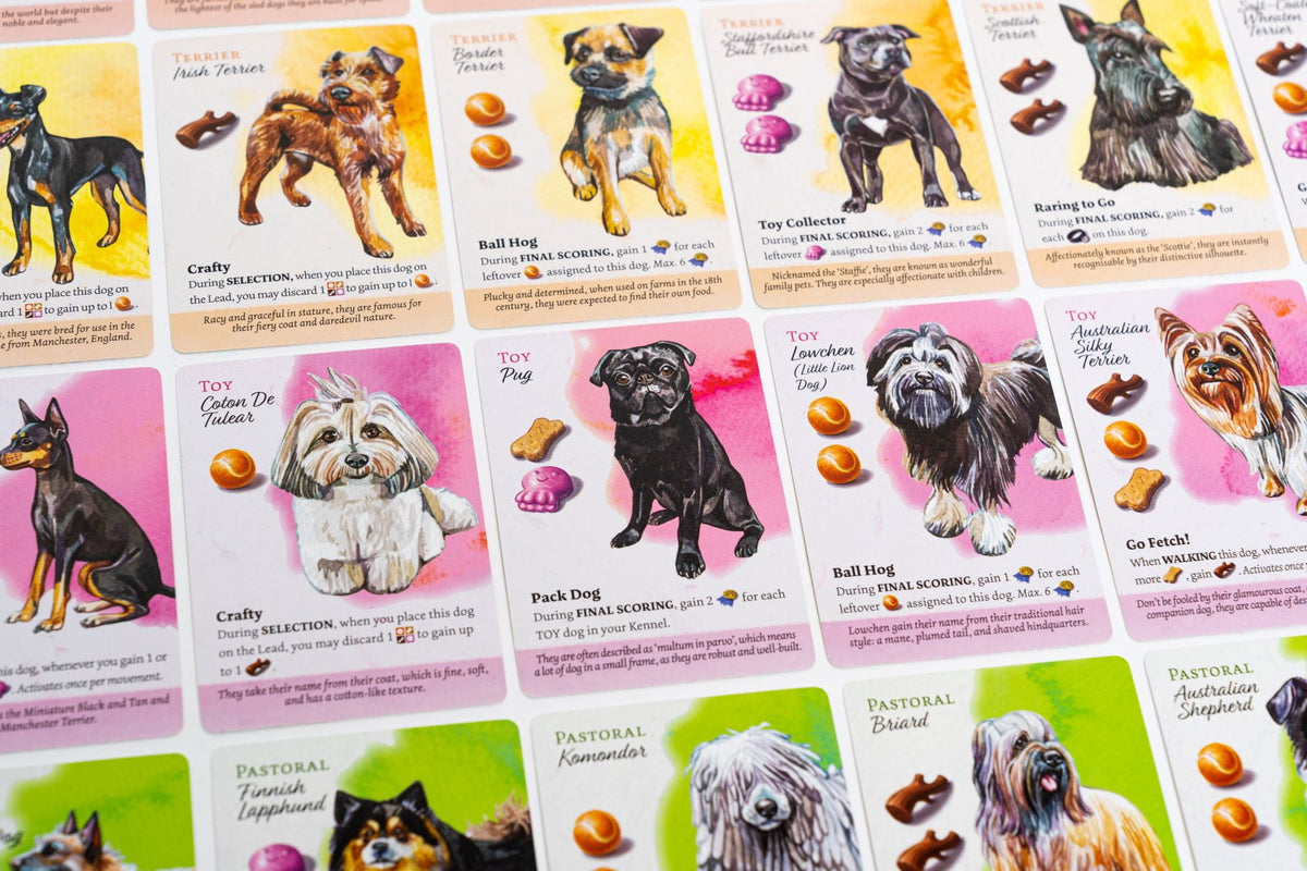 The dogs of the Dog Park Board Game